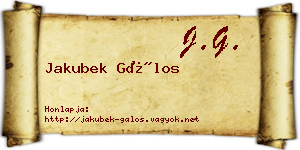 Jakubek Gálos névjegykártya